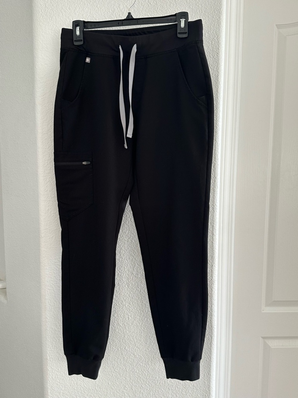 Figs Black Joggers with White Drawstring